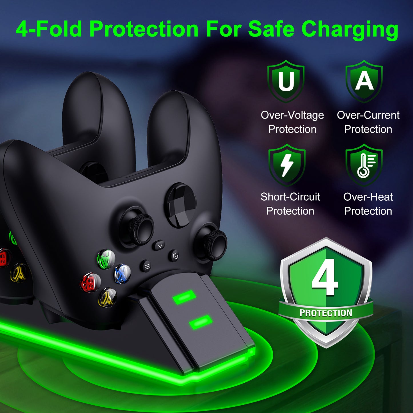 Xbox Controller Charger with 2 X 3600Mwh Rechargeable Battery Pack for Xbox Series X|S Controller